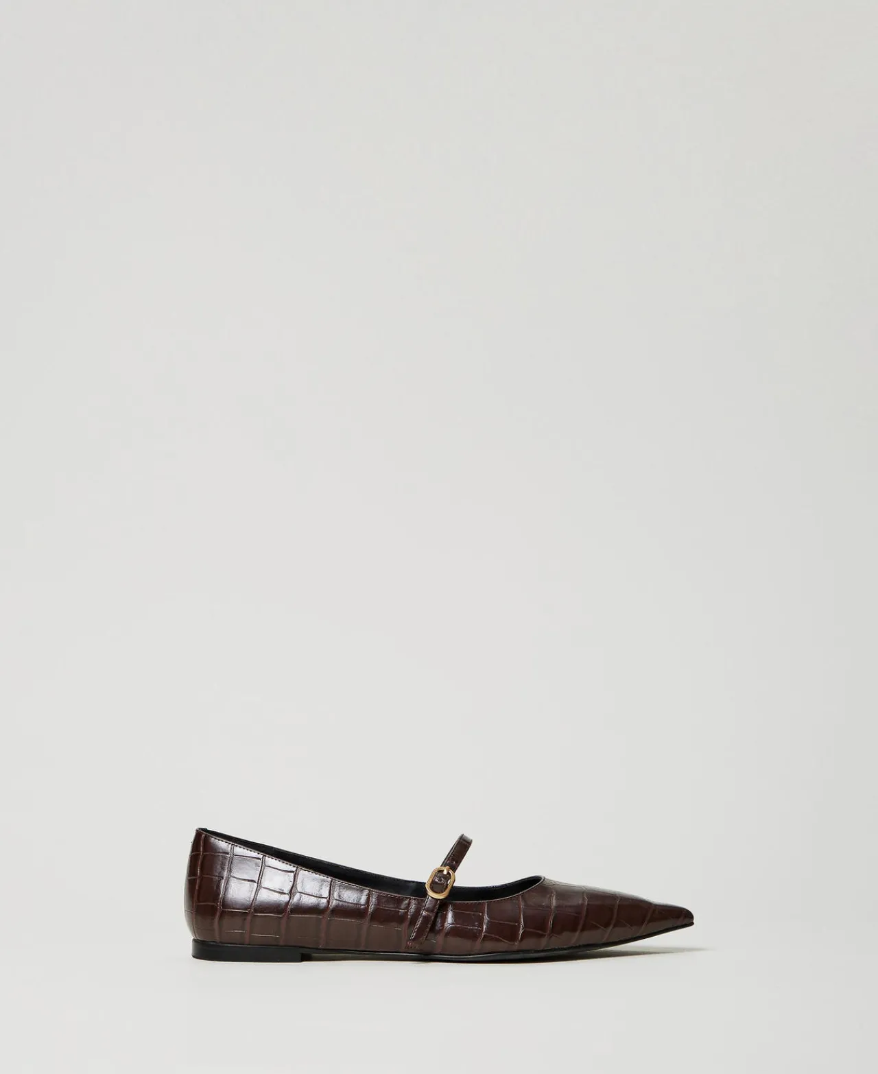 Ballerines Et Mocassins | Chaussures Plates*TWINSET Milano Ballerines Avec Imprimé Croco Coffee Chocolate