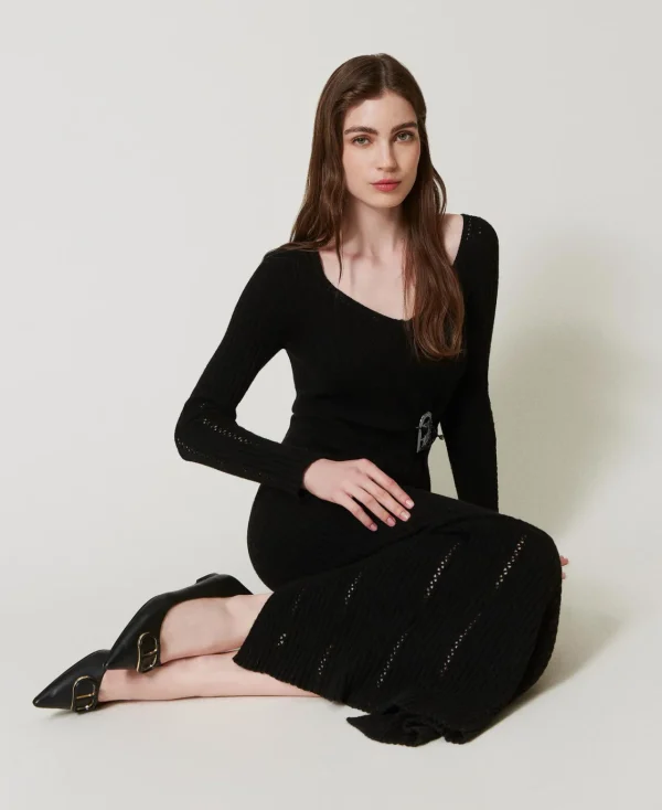 Ballerines Et Mocassins | Chaussures Plates*TWINSET Milano Ballerines En Cuir Avec Oval T Noir