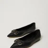 Ballerines Et Mocassins | Chaussures Plates*TWINSET Milano Ballerines En Cuir Avec Oval T Noir