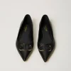 Ballerines Et Mocassins | Chaussures Plates*TWINSET Milano Ballerines En Cuir Avec Oval T Noir