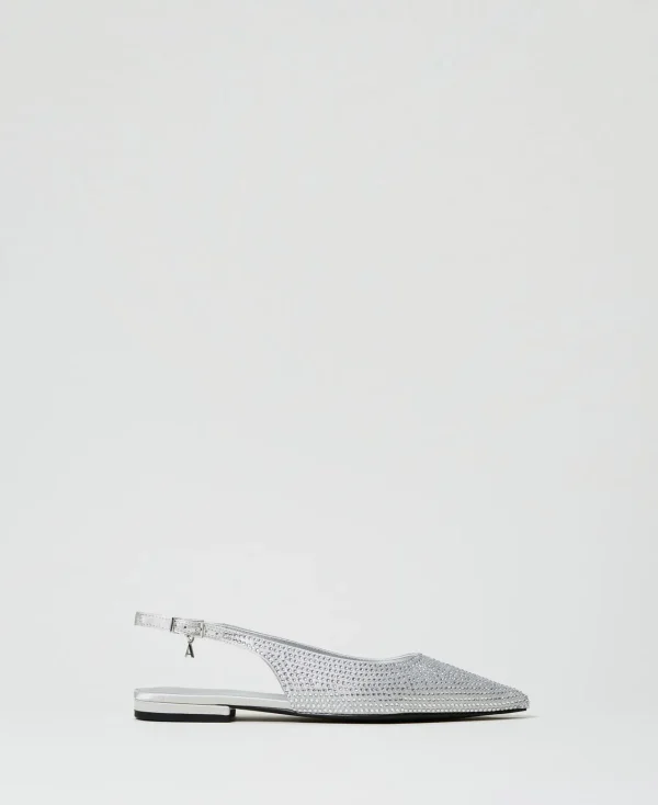 Ballerines Et Mocassins | Chaussures Plates*TWINSET Milano Ballerines Slingbacks Avec Strass Gris Fumé