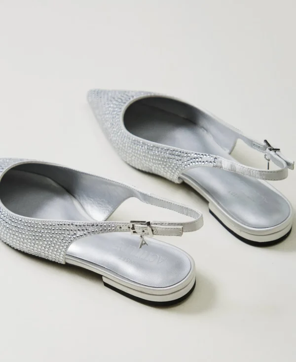 Ballerines Et Mocassins | Chaussures Plates*TWINSET Milano Ballerines Slingbacks Avec Strass Gris Fumé