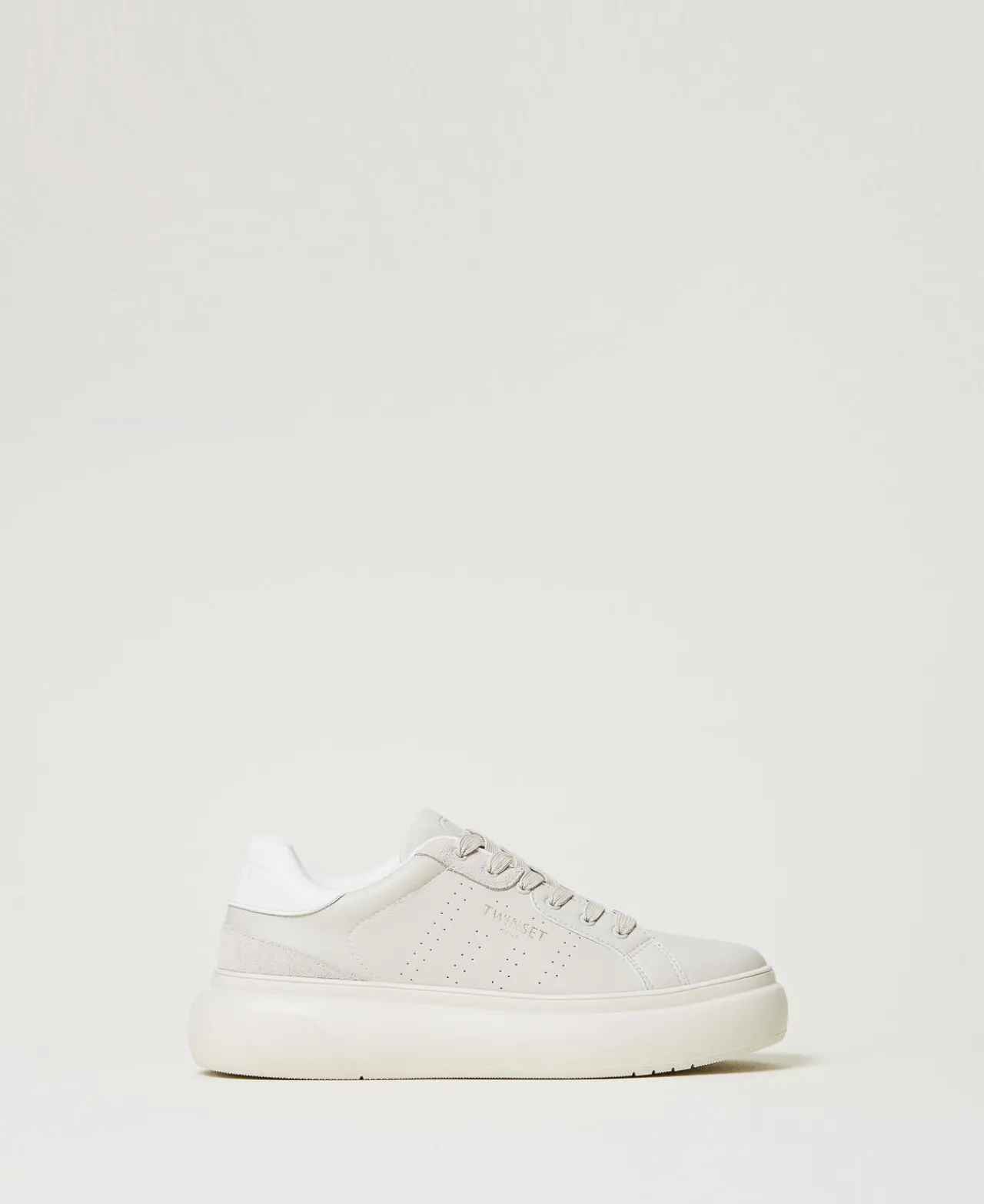 Chaussures Plates | Baskets*TWINSET Milano Baskets Ajourées Avec Logo Gris Perle