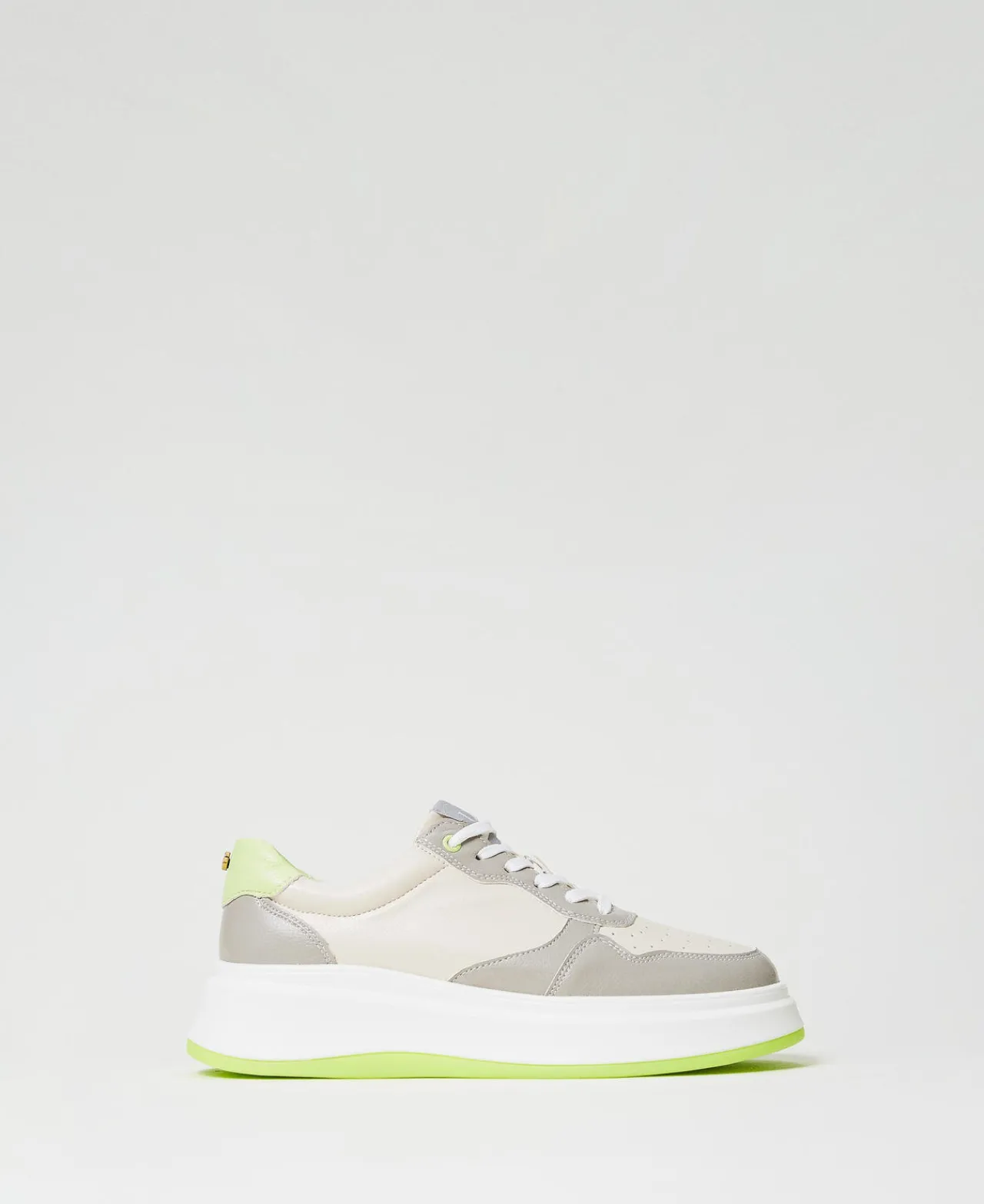 Chaussures Plates | Baskets*TWINSET Milano Baskets Color Block Bicolore Blanc Optique/Vert « Soft Lime »