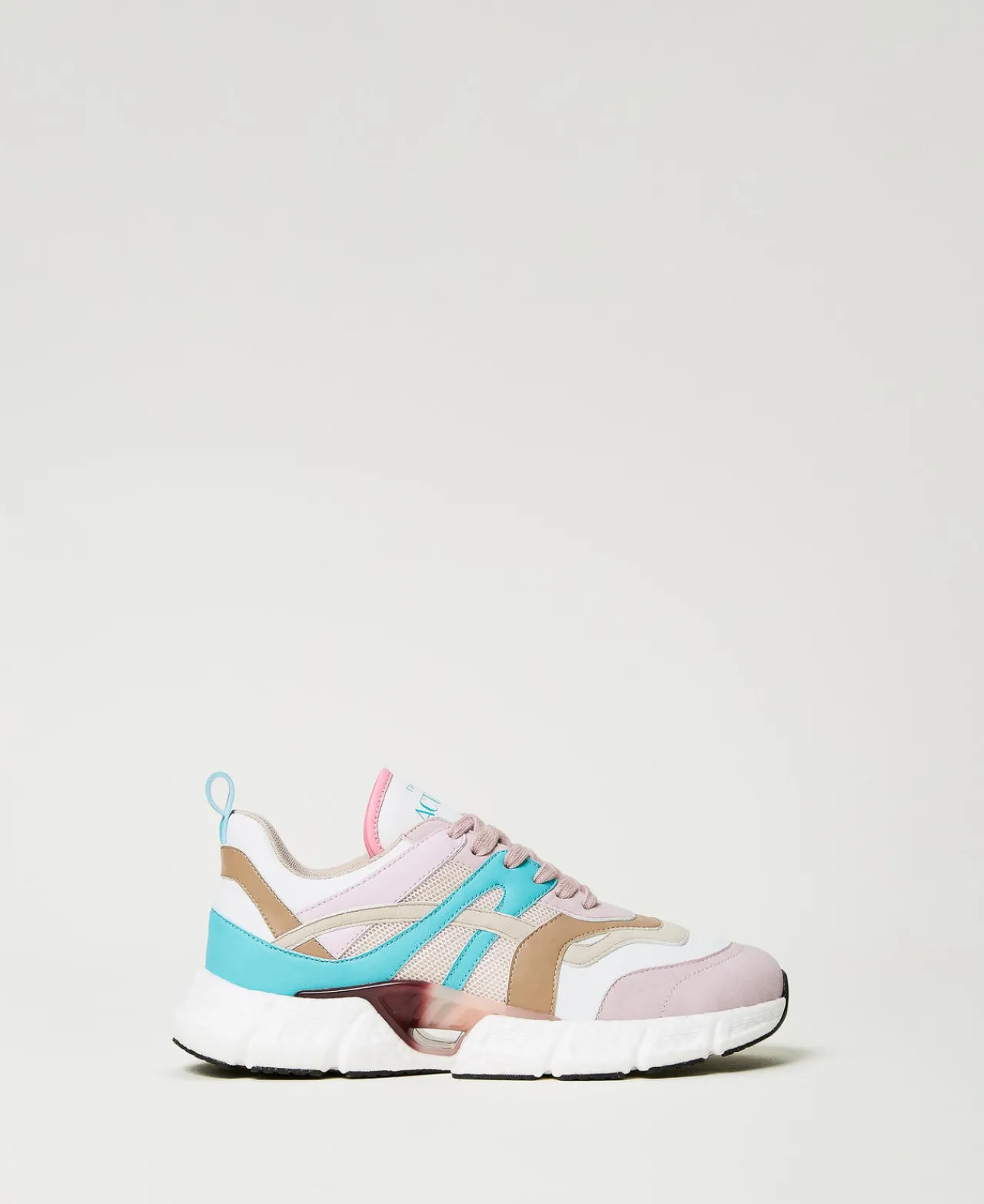 Chaussures Plates | Baskets*TWINSET Milano Baskets De Running Color Block Multicolore Blanc « Papers »/Vert « Tropical Emerald »/Rose « Pink Tulle »