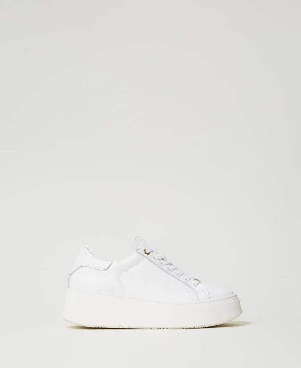 Chaussures Plates | Baskets*TWINSET Milano Baskets En Cuir Blanc