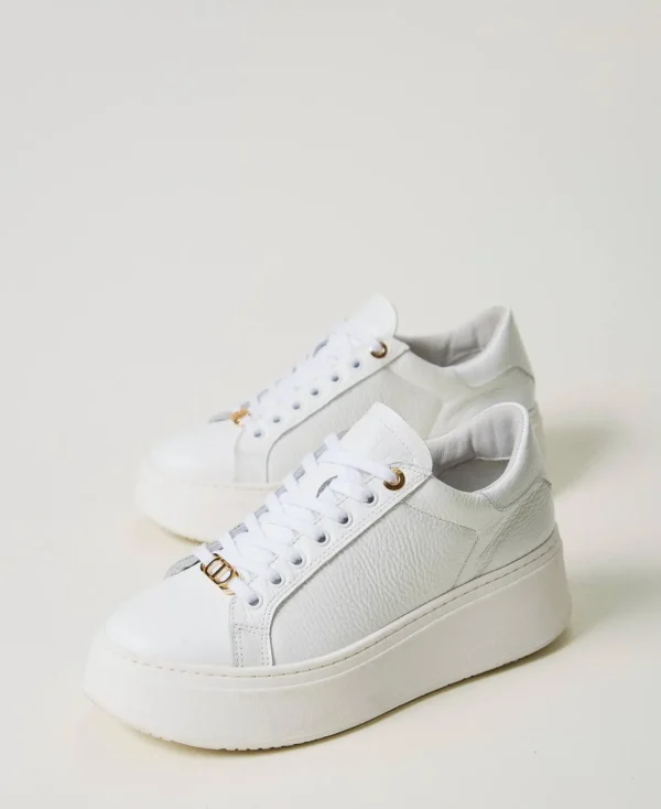 Chaussures Plates | Baskets*TWINSET Milano Baskets En Cuir Blanc