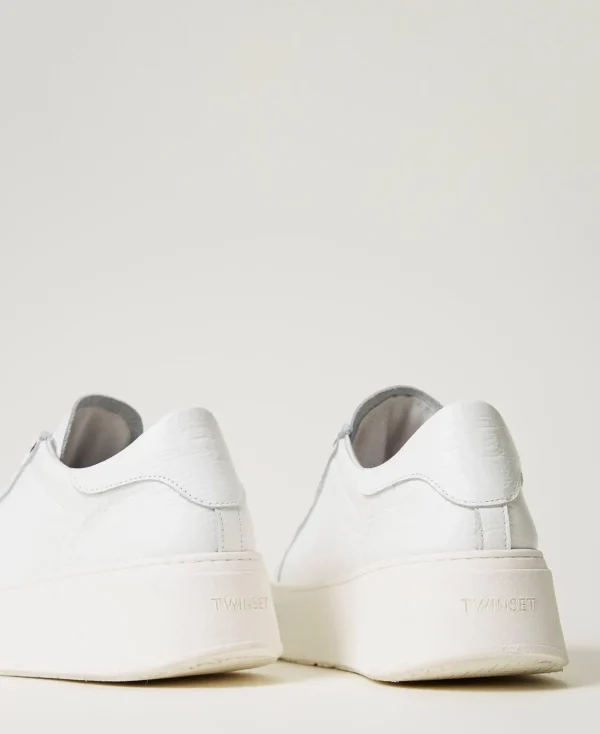 Chaussures Plates | Baskets*TWINSET Milano Baskets En Cuir Blanc
