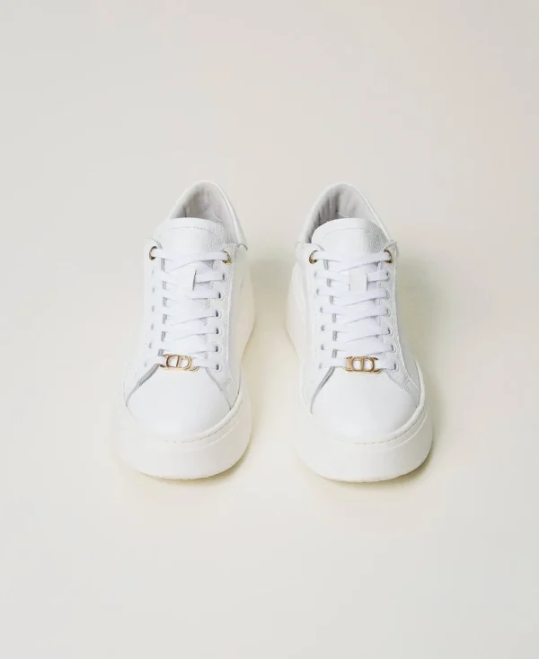 Chaussures Plates | Baskets*TWINSET Milano Baskets En Cuir Blanc