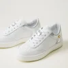 baskets_en_cuir_avec_inse_2.webp Chaussures Plates | Baskets*TWINSET Milano Baskets En Cuir Avec Insertions Lamées Bicolore Blanc Optique/Argent