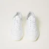 baskets_en_cuir_avec_inse_4.webp Chaussures Plates | Baskets*TWINSET Milano Baskets En Cuir Avec Insertions Lamées Bicolore Blanc Optique/Argent