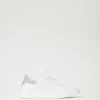 baskets_en_cuir_avec_oval_0.webp Chaussures Plates | Baskets*TWINSET Milano Baskets En Cuir Avec Oval T Bicolore Blanc Optique/Gris Perle