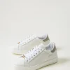 baskets_en_cuir_avec_oval_2.webp Chaussures Plates | Baskets*TWINSET Milano Baskets En Cuir Avec Oval T Bicolore Blanc Optique/Gris Perle