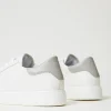 baskets_en_cuir_avec_oval_3.webp Chaussures Plates | Baskets*TWINSET Milano Baskets En Cuir Avec Oval T Bicolore Blanc Optique/Gris Perle