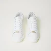 baskets_en_cuir_avec_oval_4.webp Chaussures Plates | Baskets*TWINSET Milano Baskets En Cuir Avec Oval T Bicolore Blanc Optique/Gris Perle