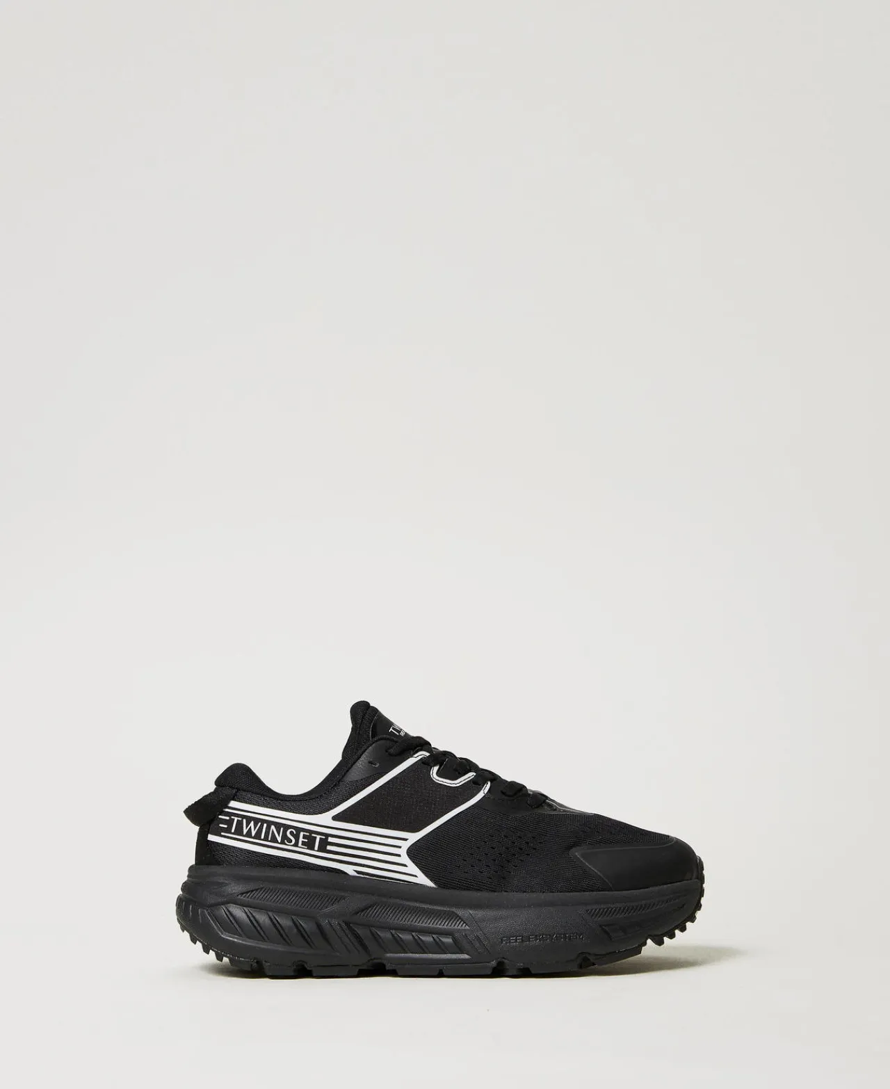 Chaussures Plates | Baskets*TWINSET Milano Baskets Fessura Rayées Avec Logo Contrasté Noir