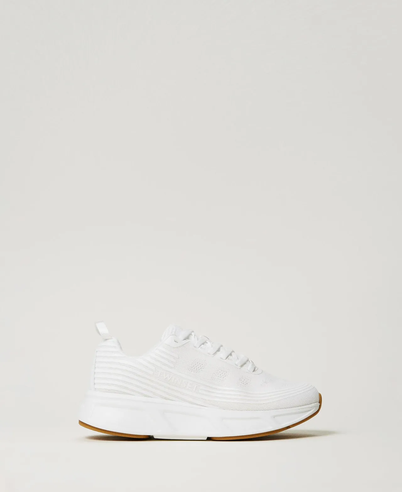 Chaussures Plates | Baskets*TWINSET Milano Baskets Fessura Rayées Avec Logo Blanc