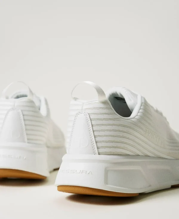 Chaussures Plates | Baskets*TWINSET Milano Baskets Fessura Rayées Avec Logo Blanc