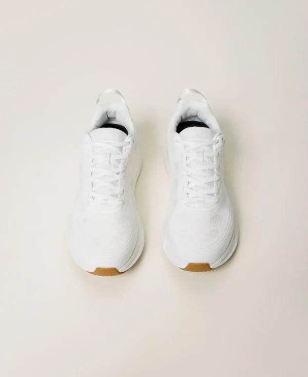 Chaussures Plates | Baskets*TWINSET Milano Baskets Fessura Rayées Avec Logo Blanc