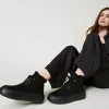 Chaussures Plates | Bottes Et Bottines*TWINSET Milano Baskets Montantes Avec Fausse Fourrure Noir