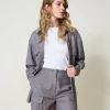 Shorts*TWINSET Milano Bermuda Rayé Avec Poches Gris Chiné Rayure Neige
