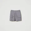 Shorts*TWINSET Milano Bermuda Rayé Avec Poches Gris Chiné Rayure Neige