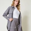 Shorts*TWINSET Milano Bermuda Rayé Avec Poches Gris Chiné Rayure Neige