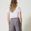 Shorts*TWINSET Milano Bermuda Rayé Avec Poches Gris Chiné Rayure Neige