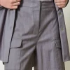 Shorts*TWINSET Milano Bermuda Rayé Avec Poches Gris Chiné Rayure Neige