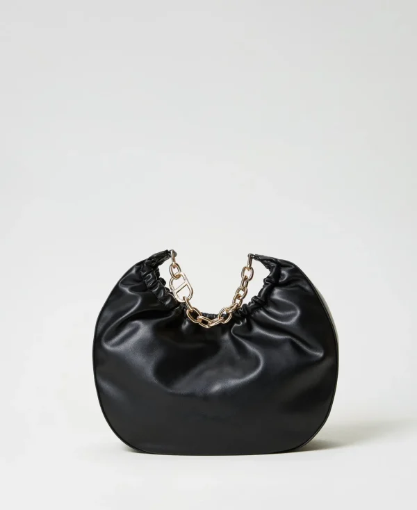 Besaces | Sacs À Main*TWINSET Milano Besace «Croissant» Avec Fronce Et Oval T Noir