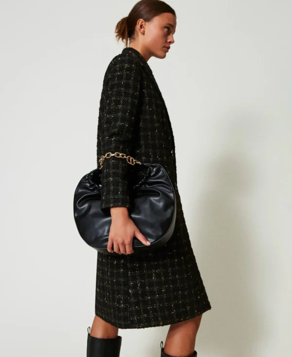Besaces | Sacs À Main*TWINSET Milano Besace «Croissant» Avec Fronce Et Oval T Noir