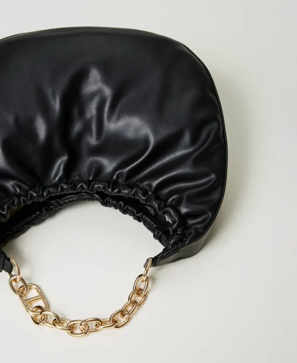 Besaces | Sacs À Main*TWINSET Milano Besace «Croissant» Avec Fronce Et Oval T Noir