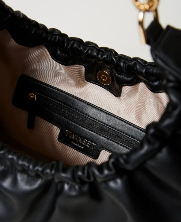 Besaces | Sacs À Main*TWINSET Milano Besace «Croissant» Avec Fronce Et Oval T Noir