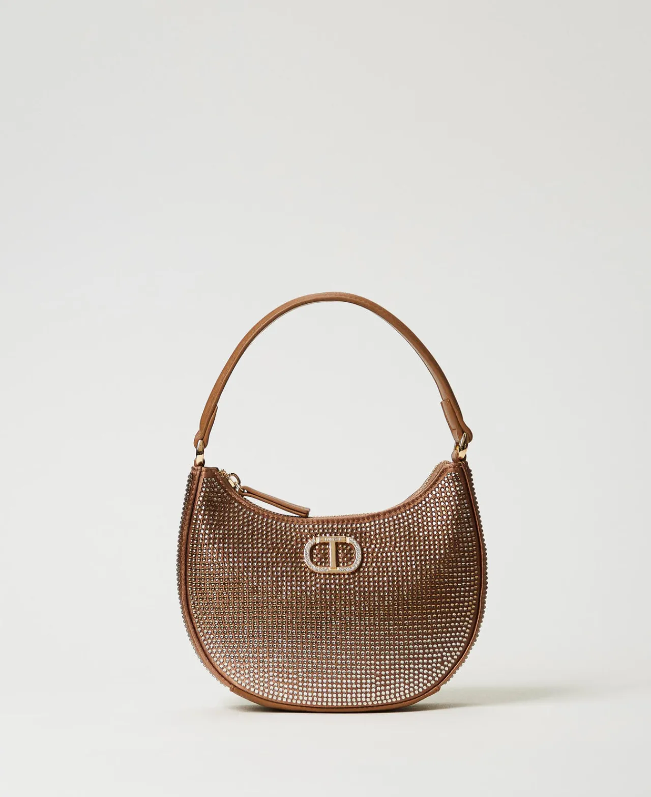 Besaces | Sacs Porté Épaule*TWINSET Milano Besace «Moon» Avec Strass Marron « Sandy Brown »