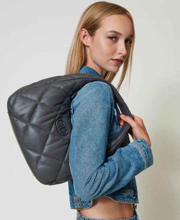 Besaces | Sacs Porté Épaule*TWINSET Milano Besace Moyenne Matelassée Et Rembourrée Grey Stone