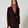 Blousons Et Doudounes | Blazers*TWINSET Milano Blazer à Carreaux Avec Lurex Potent Purple