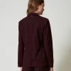 Blousons Et Doudounes | Blazers*TWINSET Milano Blazer à Carreaux Avec Lurex Potent Purple