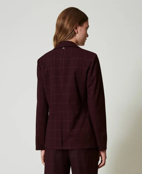 Blousons Et Doudounes | Blazers*TWINSET Milano Blazer à Carreaux Avec Lurex Potent Purple