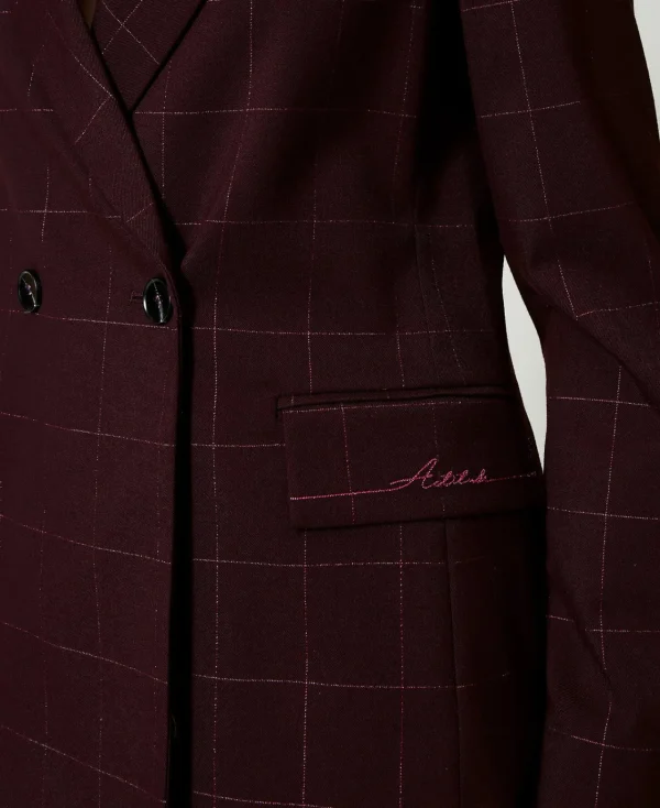Blousons Et Doudounes | Blazers*TWINSET Milano Blazer à Carreaux Avec Lurex Potent Purple
