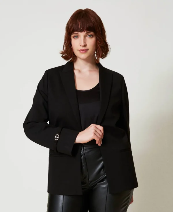 Blousons Et Doudounes | Blazers*TWINSET Milano Blazer Avec Bride Oval T Noir