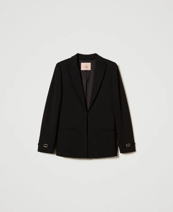 Blousons Et Doudounes | Blazers*TWINSET Milano Blazer Avec Bride Oval T Noir