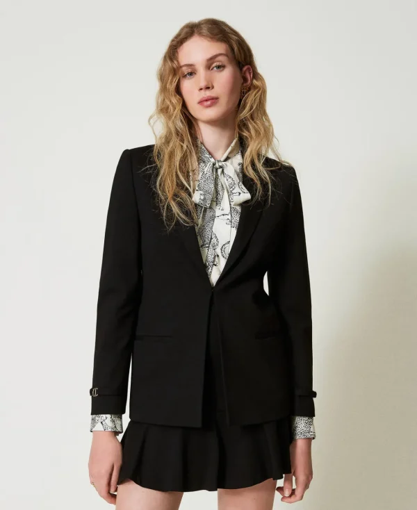 Blousons Et Doudounes | Blazers*TWINSET Milano Blazer Avec Bride Oval T Noir