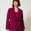 Blousons Et Doudounes | Blazers*TWINSET Milano Blazer Avec Ceinture Et Chaîne Oval T Violet « Prune Rouge »