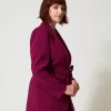 Blousons Et Doudounes | Blazers*TWINSET Milano Blazer Avec Ceinture Et Chaîne Oval T Violet « Prune Rouge »