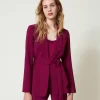 Blousons Et Doudounes | Blazers*TWINSET Milano Blazer Avec Ceinture Et Chaîne Oval T Violet « Prune Rouge »