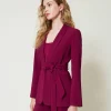 Blousons Et Doudounes | Blazers*TWINSET Milano Blazer Avec Ceinture Et Chaîne Oval T Violet « Prune Rouge »