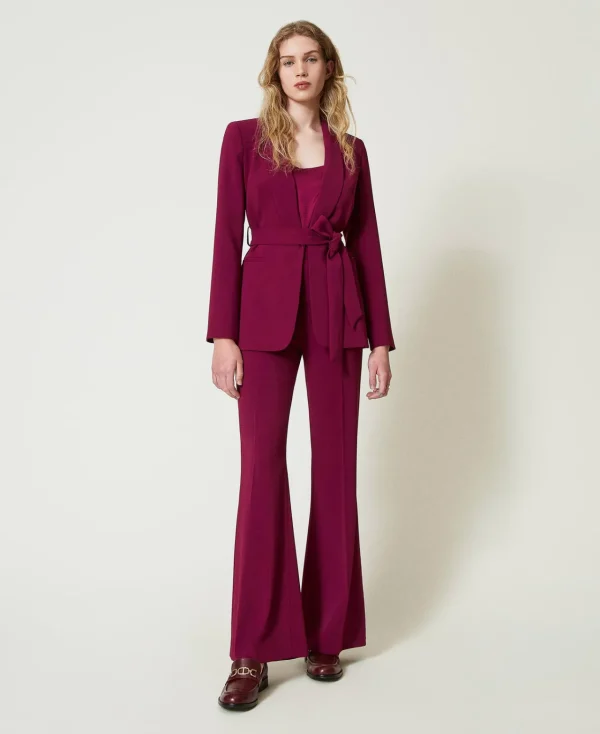 Blousons Et Doudounes | Blazers*TWINSET Milano Blazer Avec Ceinture Et Chaîne Oval T Violet « Prune Rouge »
