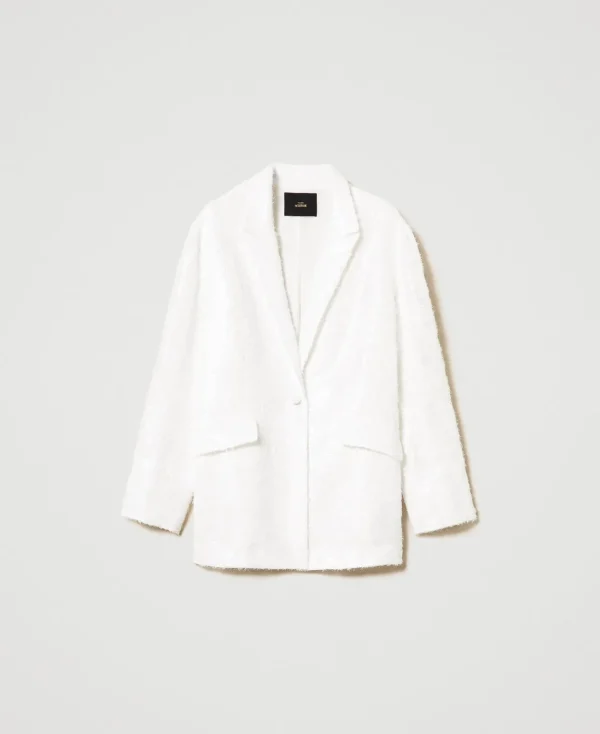 Blousons Et Doudounes | Blazers*TWINSET Milano Blazer Avec Sequins All-over Blanc "Papers"