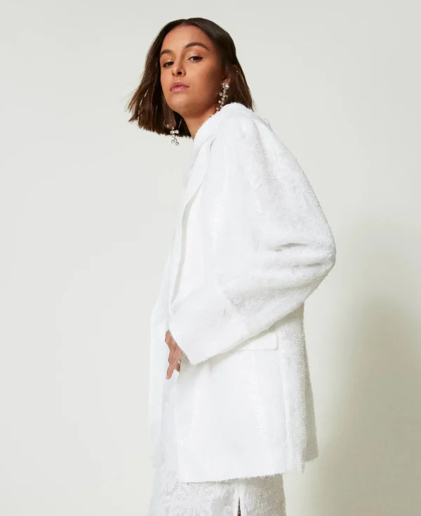 Blousons Et Doudounes | Blazers*TWINSET Milano Blazer Avec Sequins All-over Blanc "Papers"