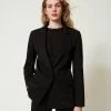 blazer_avec_strass_dgrads_0.webp Blousons Et Doudounes | Blazers*TWINSET Milano Blazer Avec Strass Dégradés Noir